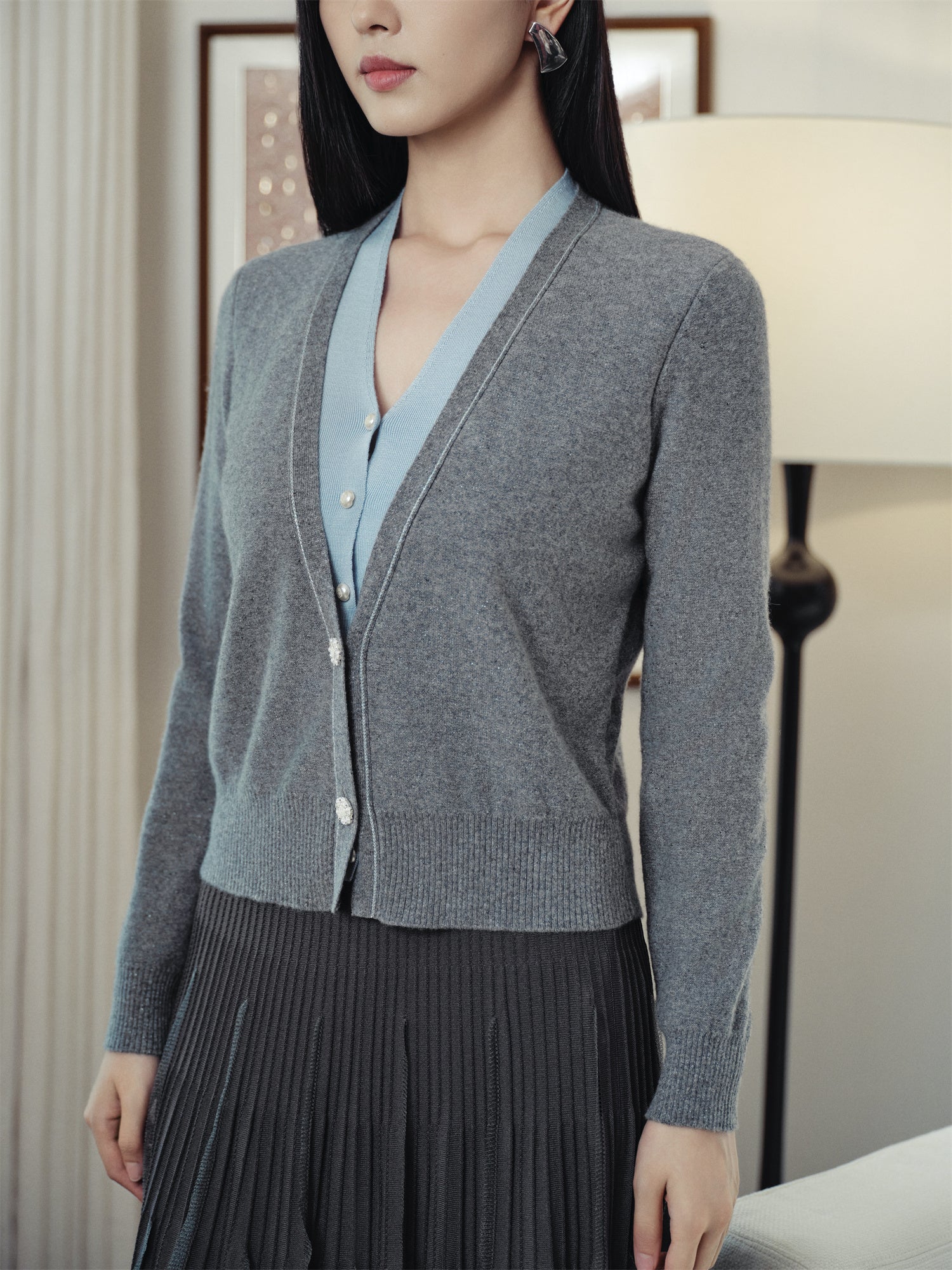 Faux Two-Piece Pullover | Grey