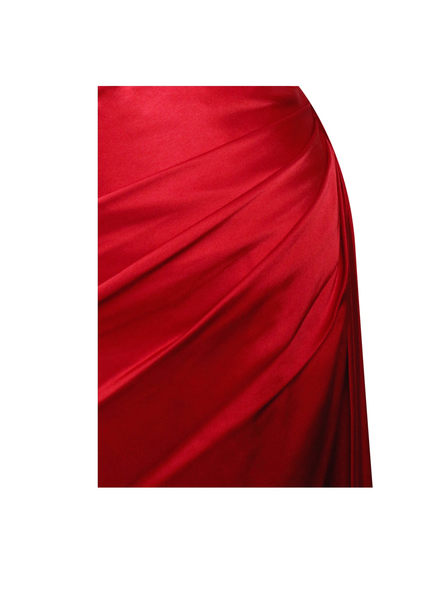 Zayda High Slit Corset Satin Gown | Red