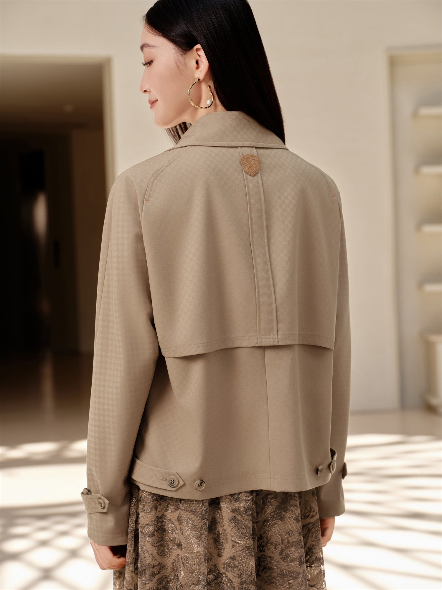 Wool Short Trench Coat | Khaki