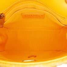 Chanel | Pre-Owned Mini Square Velvet Camellia Embossed Flap | Yellow/Mustard