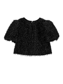 Girls | Lurex Fringed Top | Black