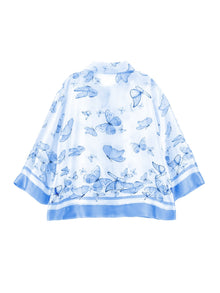 Girls | Butterfly Satin Shirt | Sky Blue