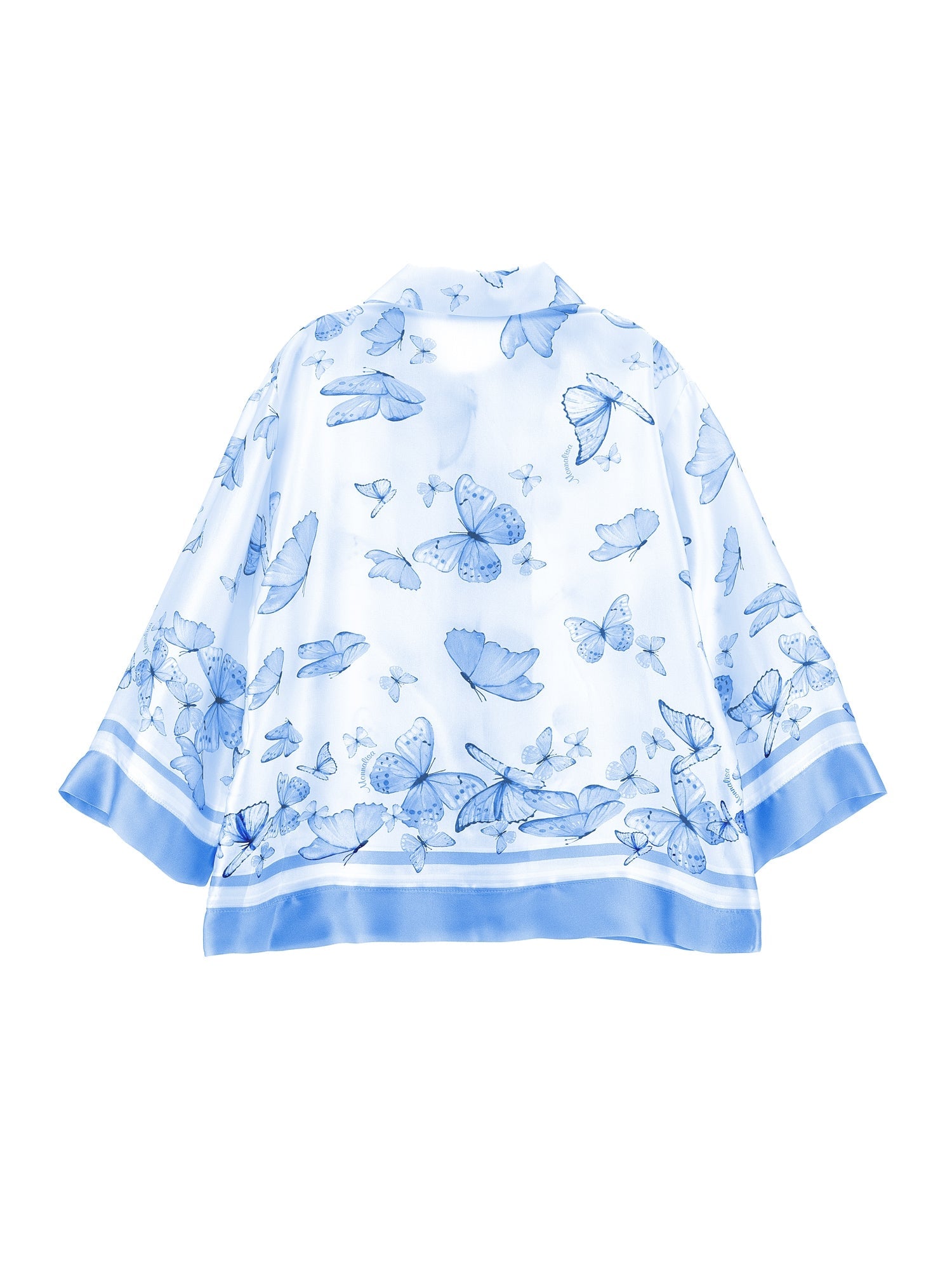 Girls | Butterfly Satin Shirt | Sky Blue