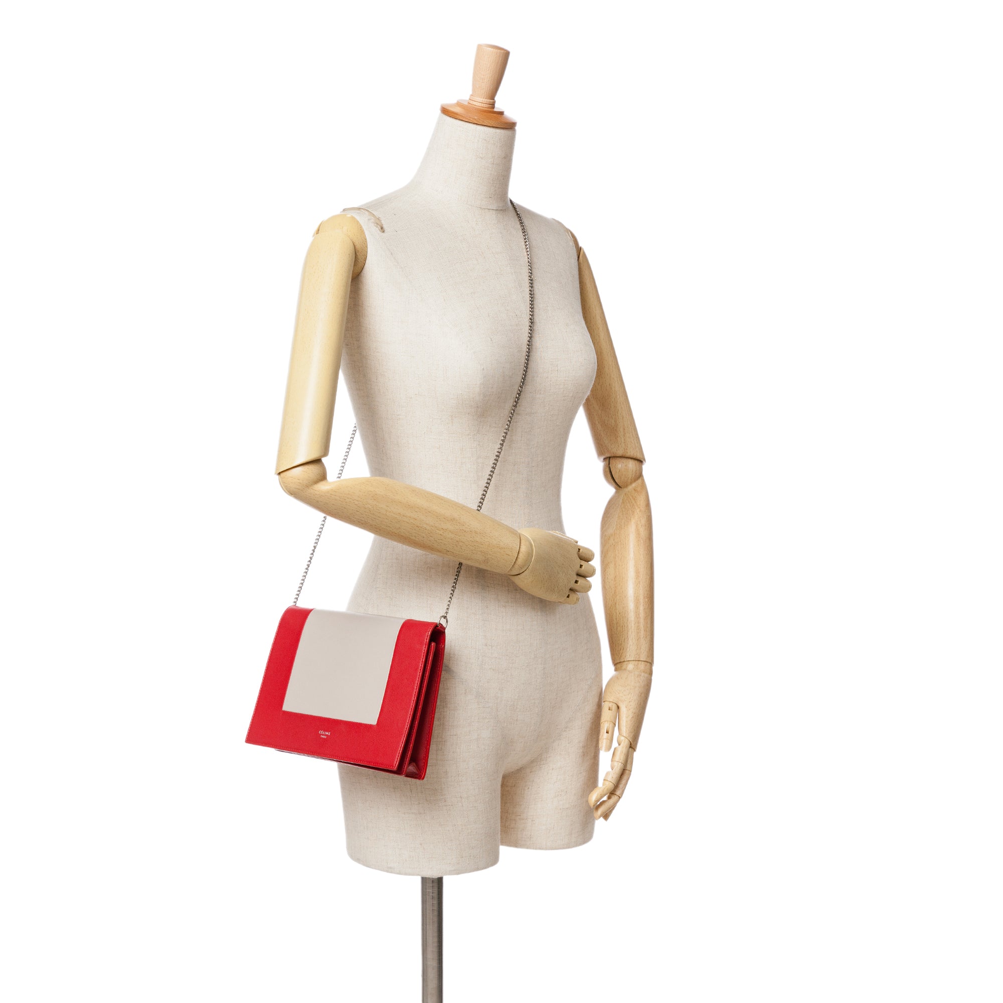 Celine | Pre-Owned Leather Frame Wallet on Chain | Red