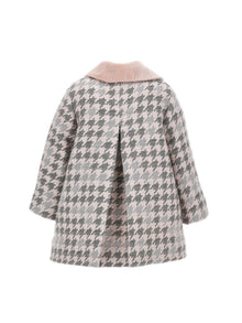 Girls | Houndstooth Coat | Pink+Cream