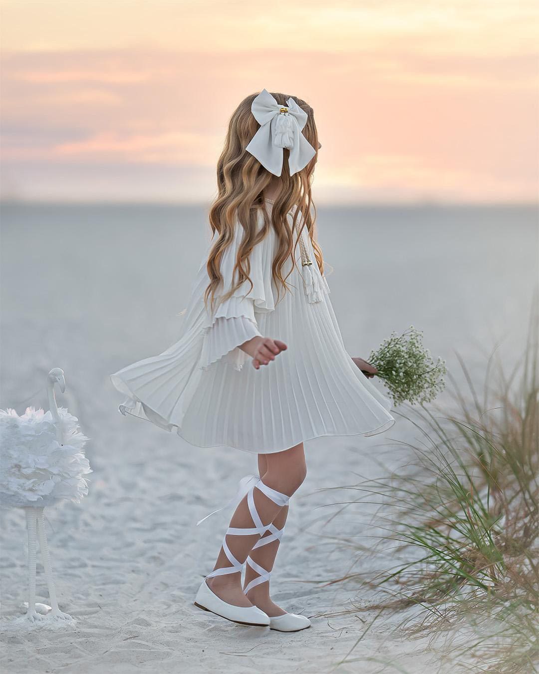 Baby Girls | Sienna Pleated Dress | White