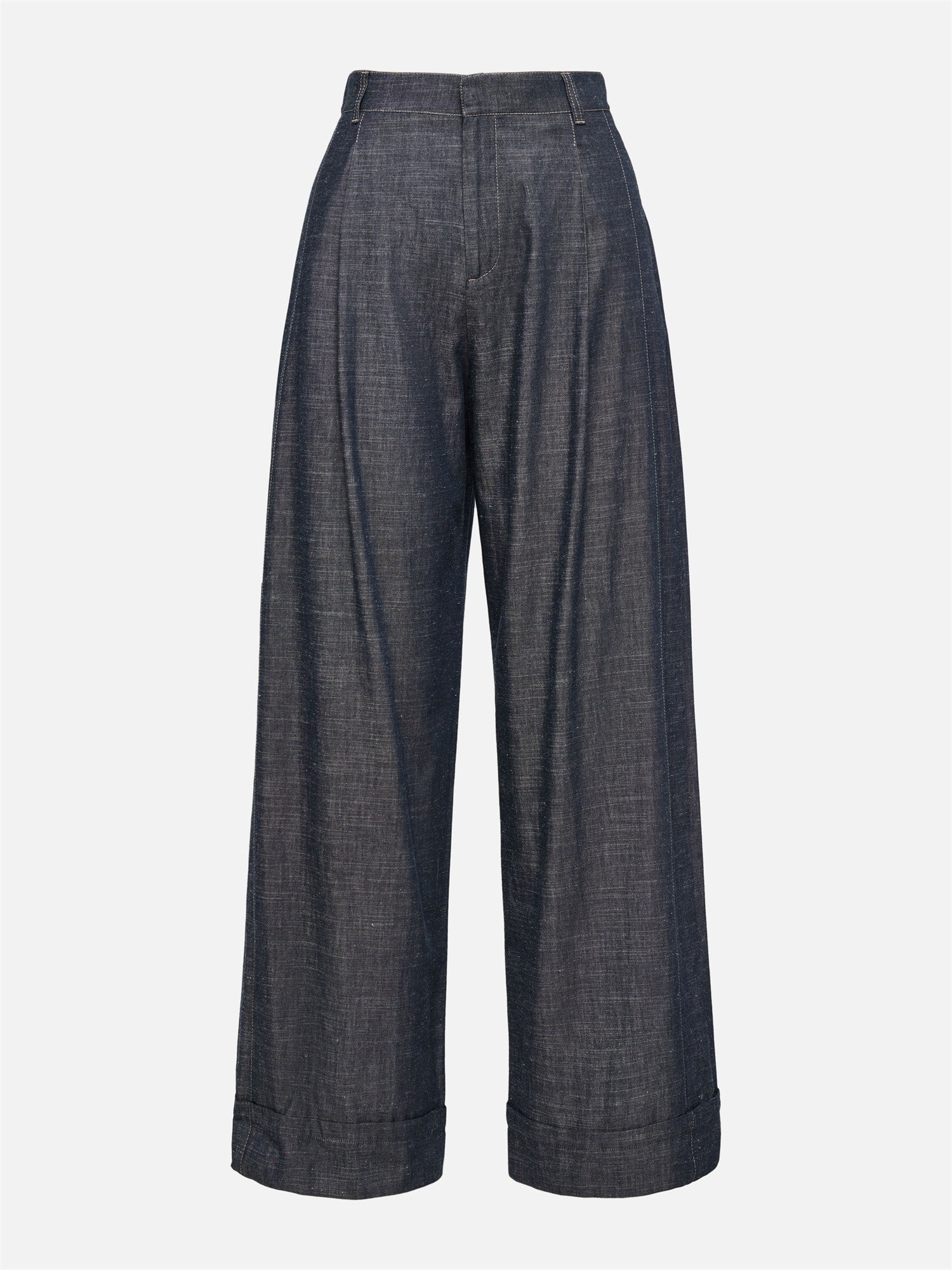 Linen-Cotton Cropped Pants | Navy