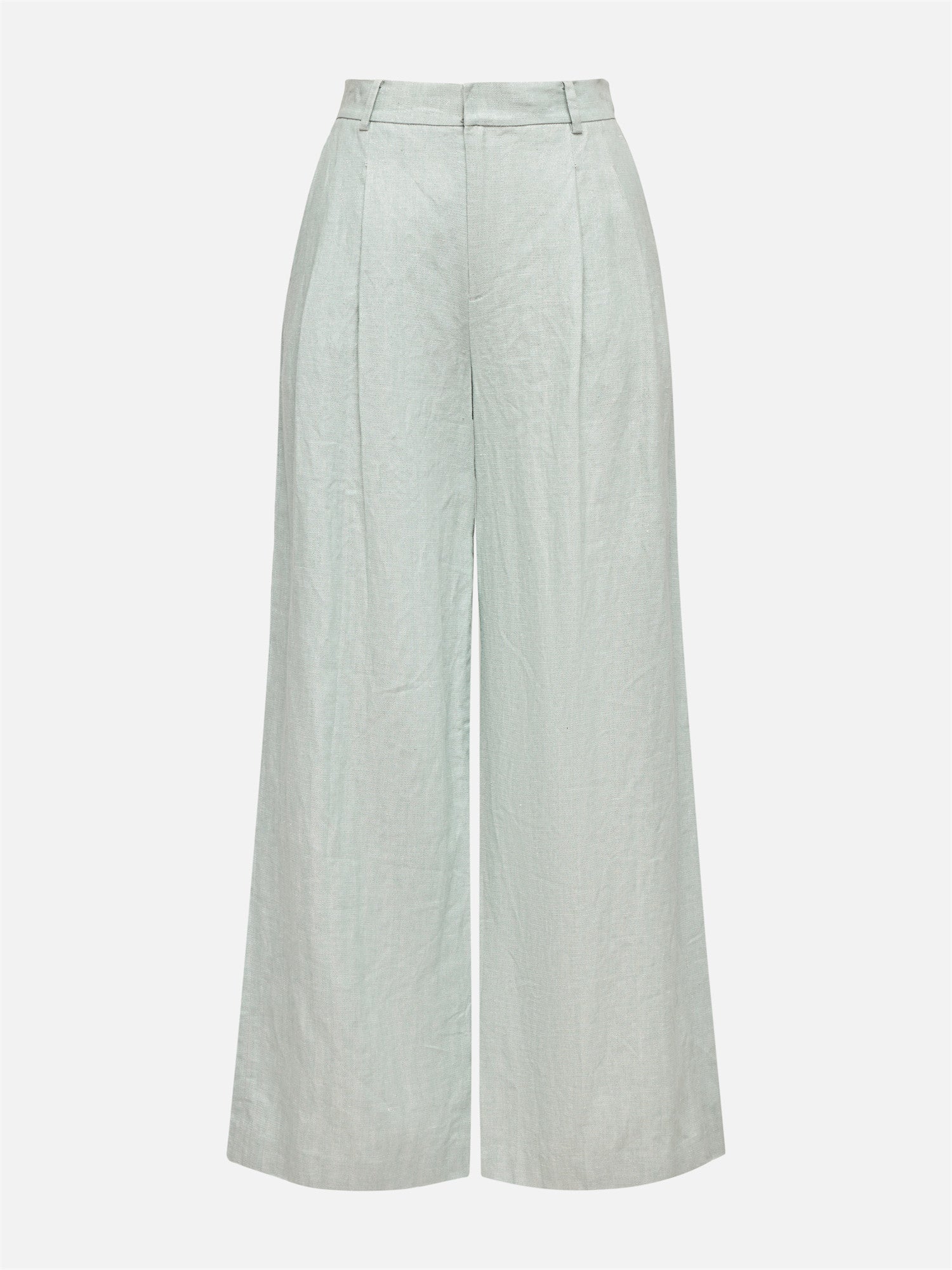 Loose Linen Straight-Leg Pants | Green