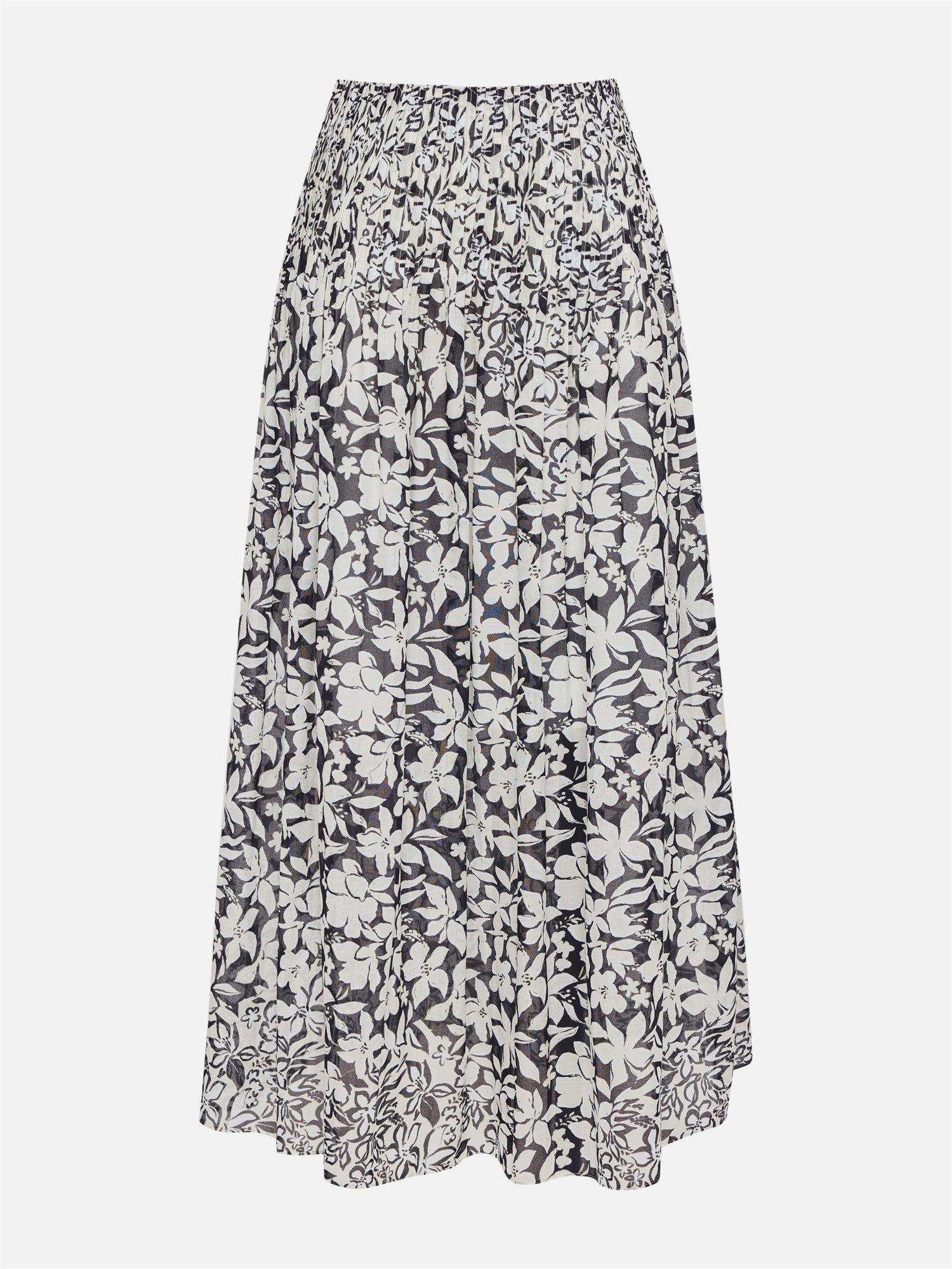 Cotton Printed Pleated Skirt | Black
