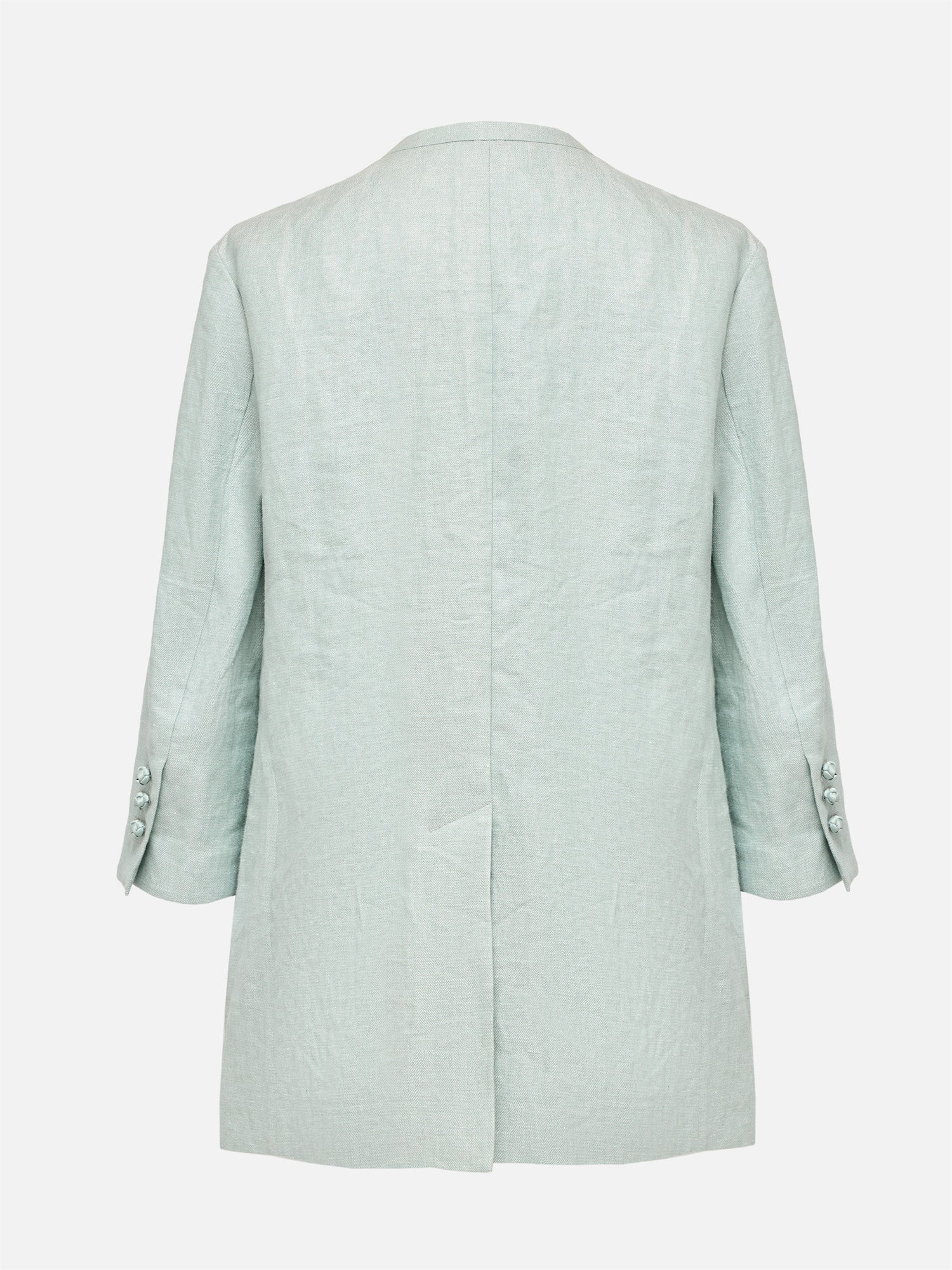 Collarless Linen Blazer | Green