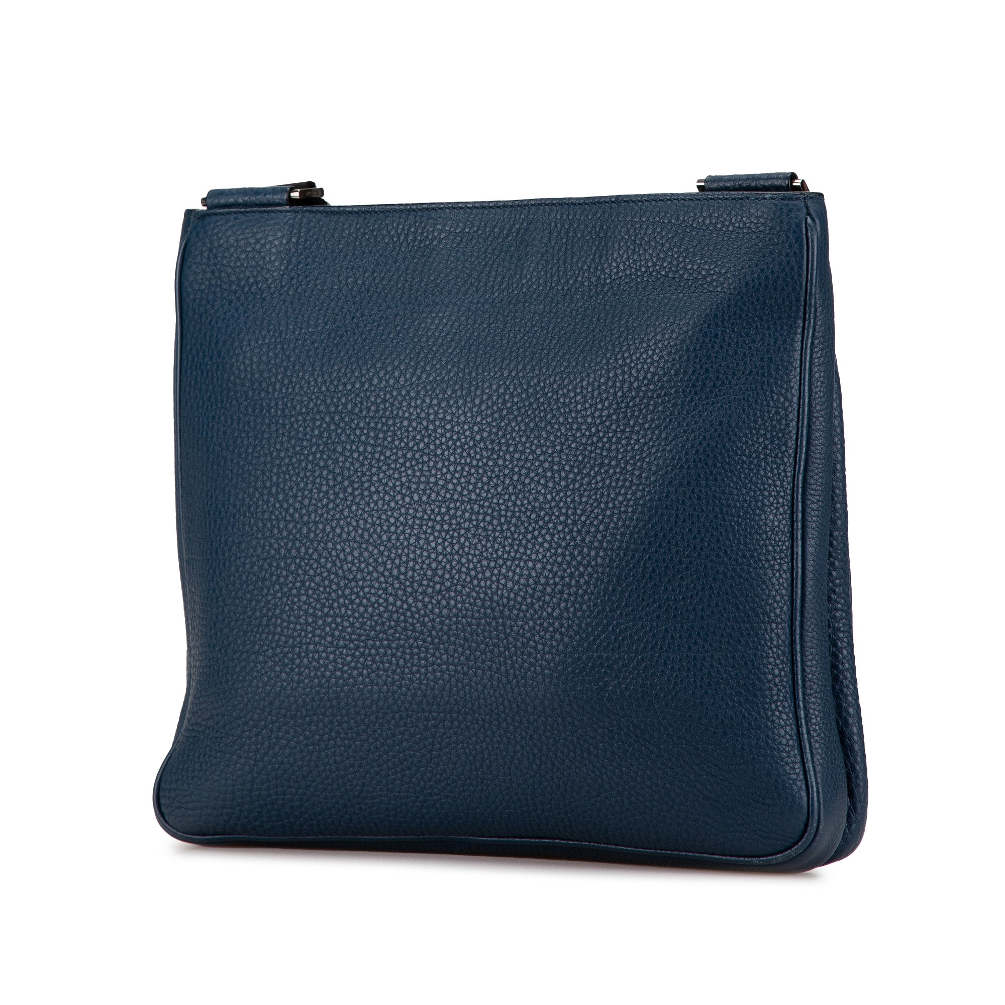 Prada | Pre-Owned Vitello Daino Zip Top Crossbody | Blue/Dark Blue