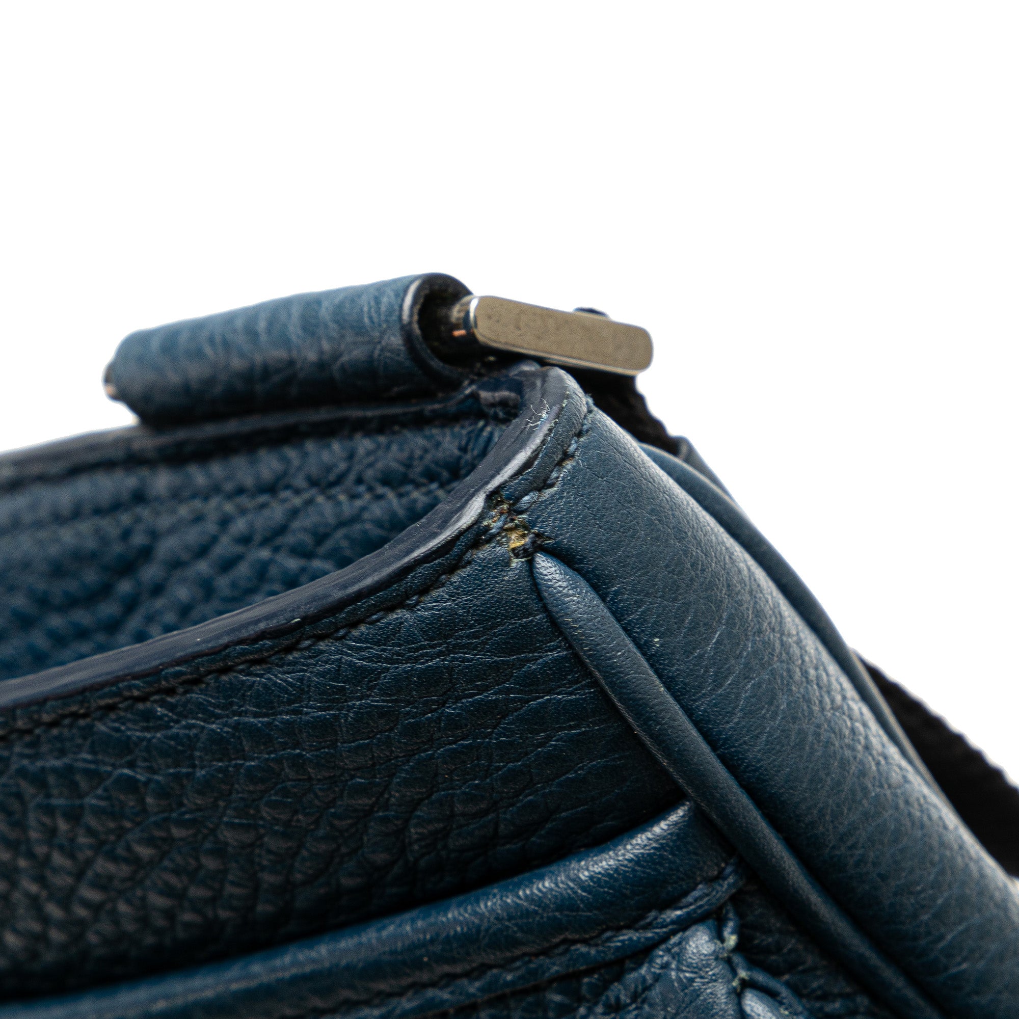 Prada | Pre-Owned Vitello Daino Zip Top Crossbody | Blue/Dark Blue