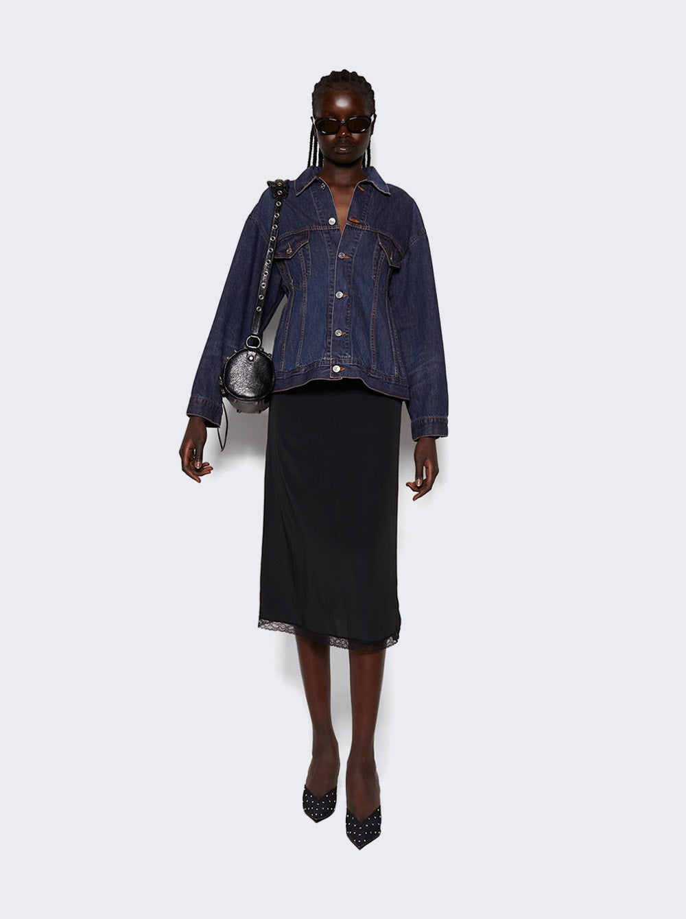 Women | Balenciaga | Hourglass Denim Jacket Dark Indigo | Blue