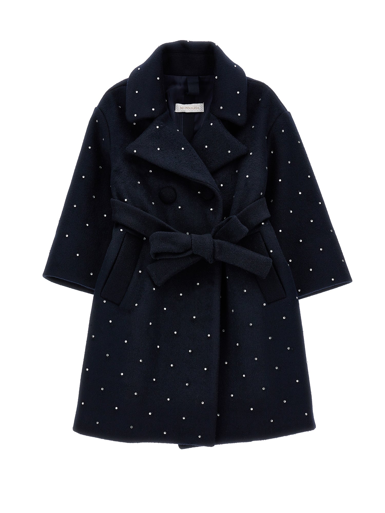 Girls | Cloth Coat With Rhinestones | Navy Blue