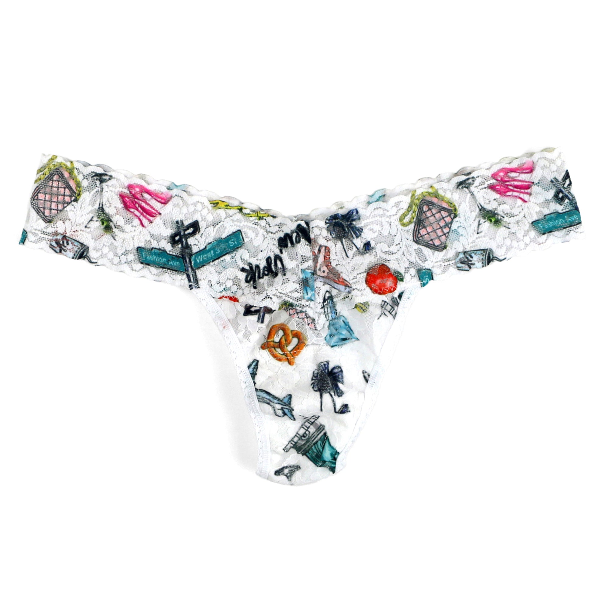 Petite Signature Lace Low Rise Thong | White x Multi (V1)