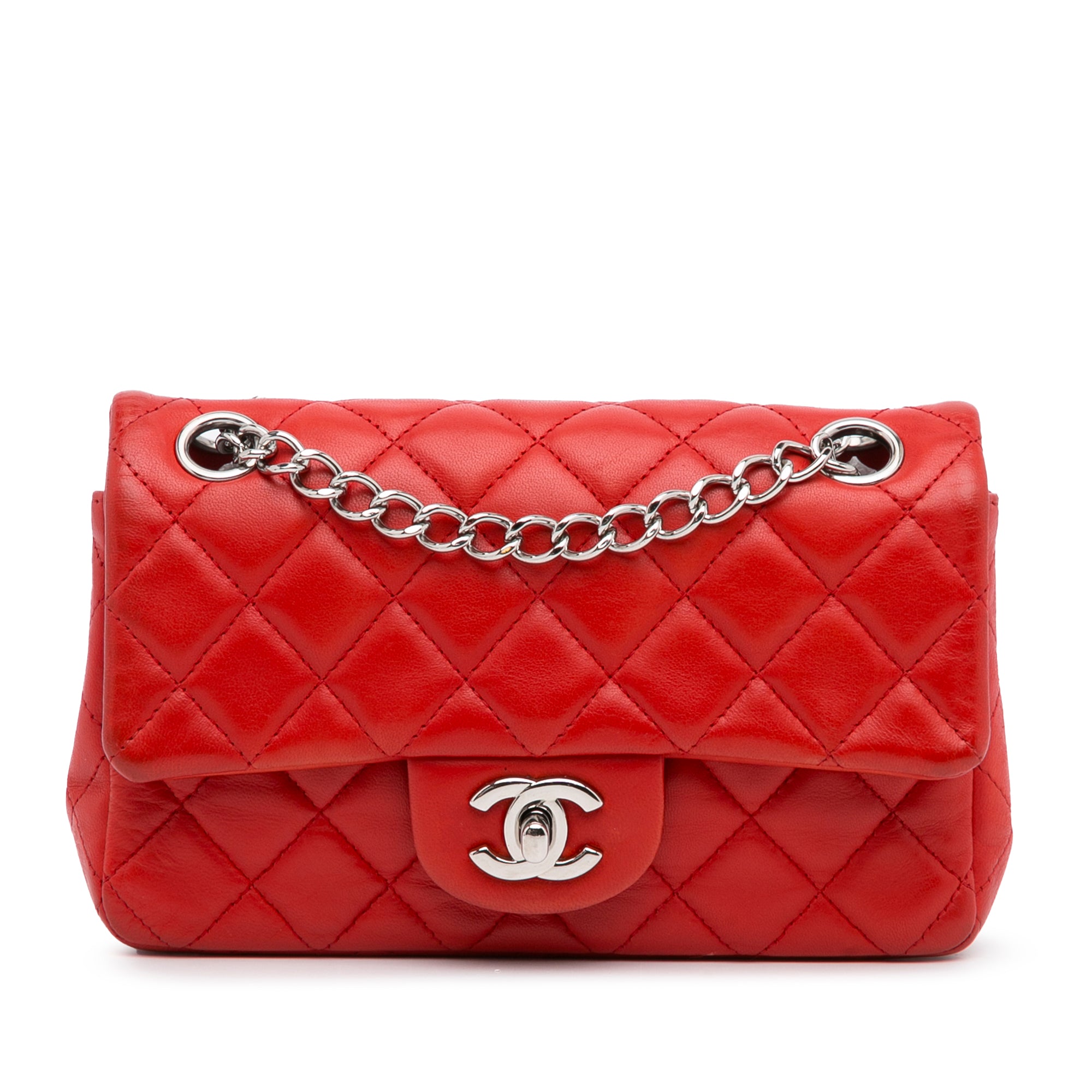 Chanel Pre-Owned New Mini Classic Lambskin Single Flap | Women | Red