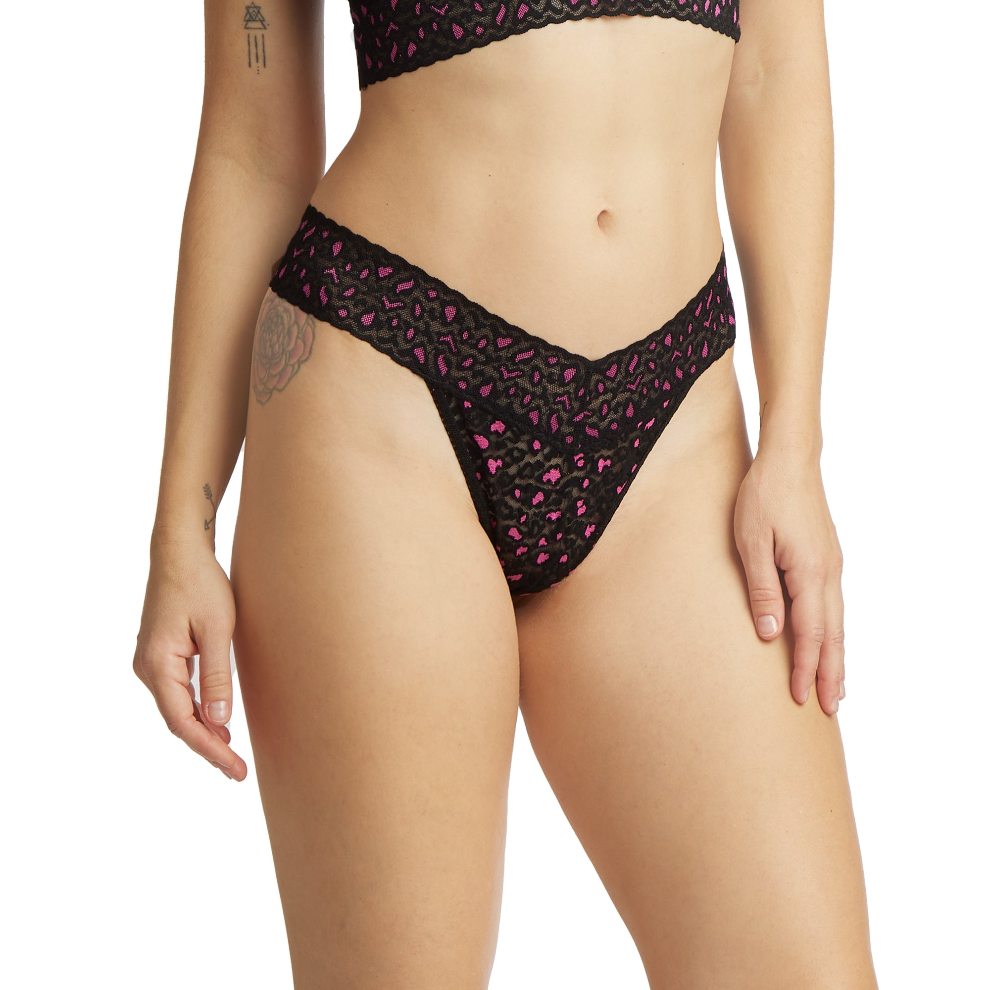 Cross-Dyed Original Rise Thong | Black/Tulip Pink