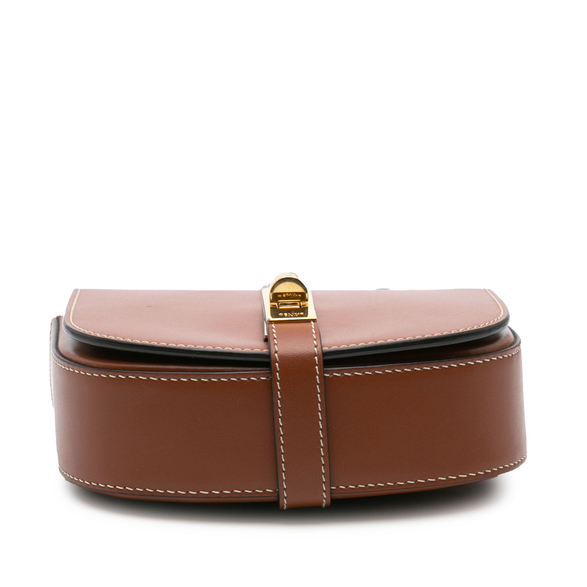 Celine | Pre-Owned Small Leather Besace 16 Wallet On Chain | Brown