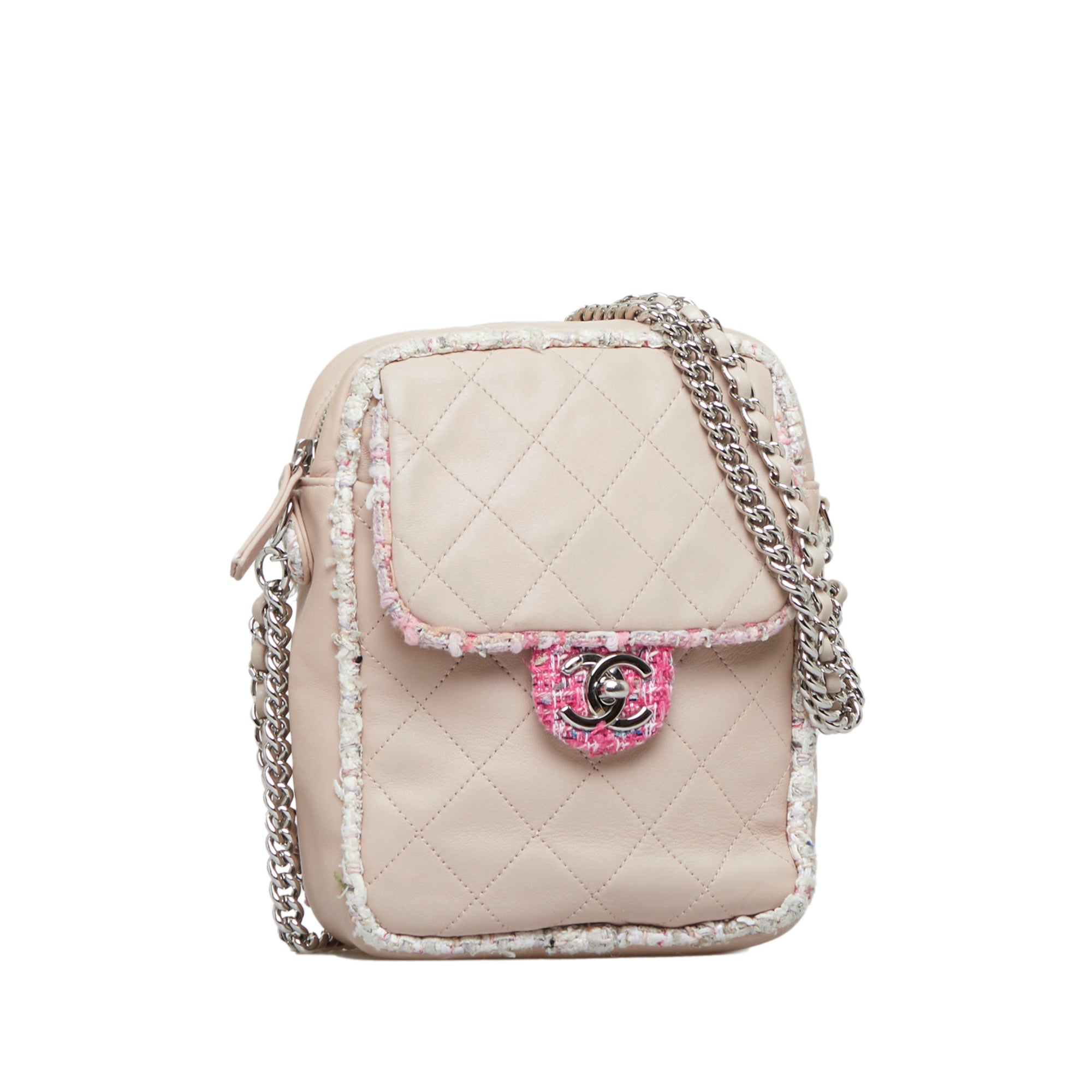 Chanel | Pre-Owned Elegant Tweed Crossbody | Pink/Light Pink