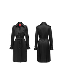 Triacetate Long Trench Coat | Black
