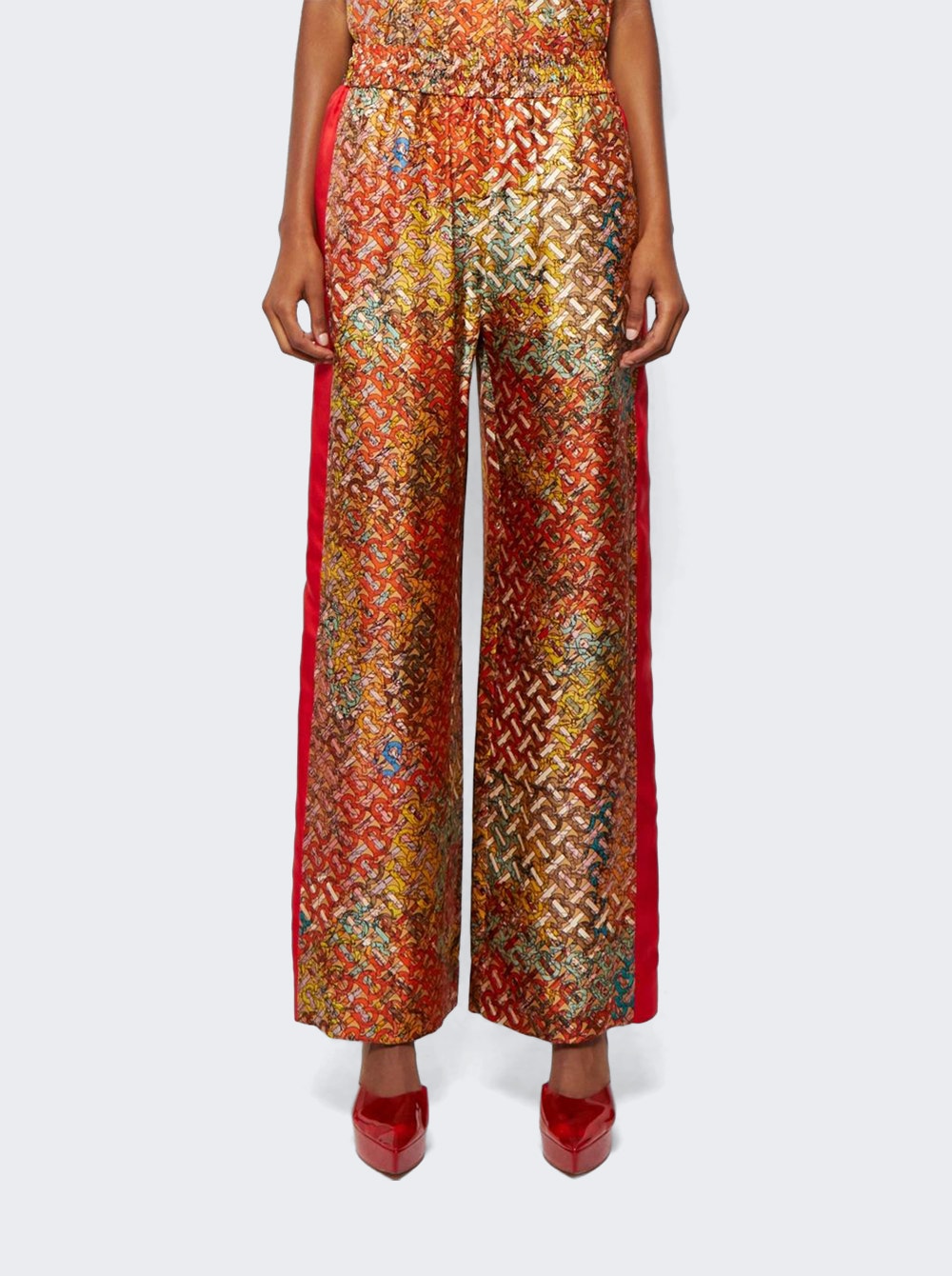 Women | BURBERRY | Printed Flowy Pants With Elastic Orange