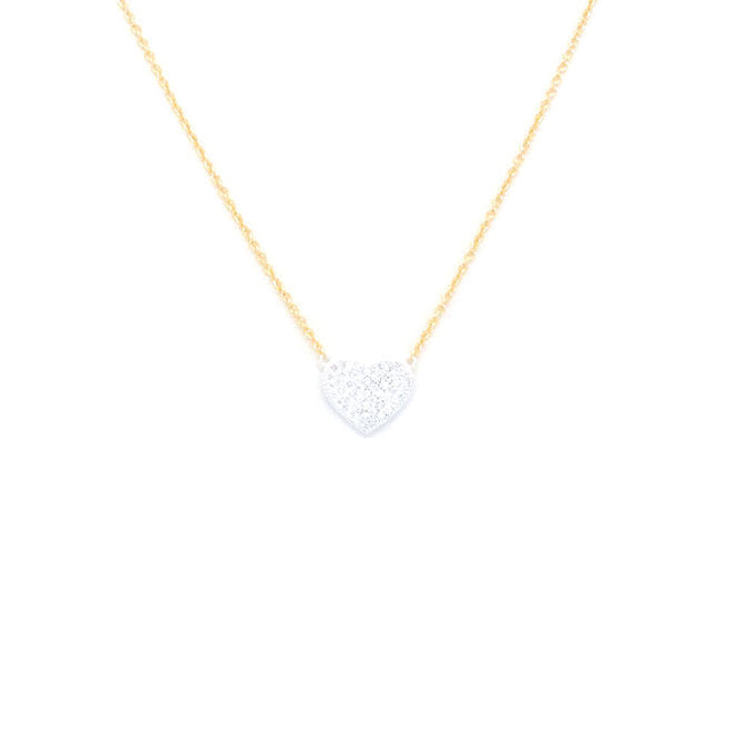 Pave Heart Pendant Necklace - 1102 | Gold