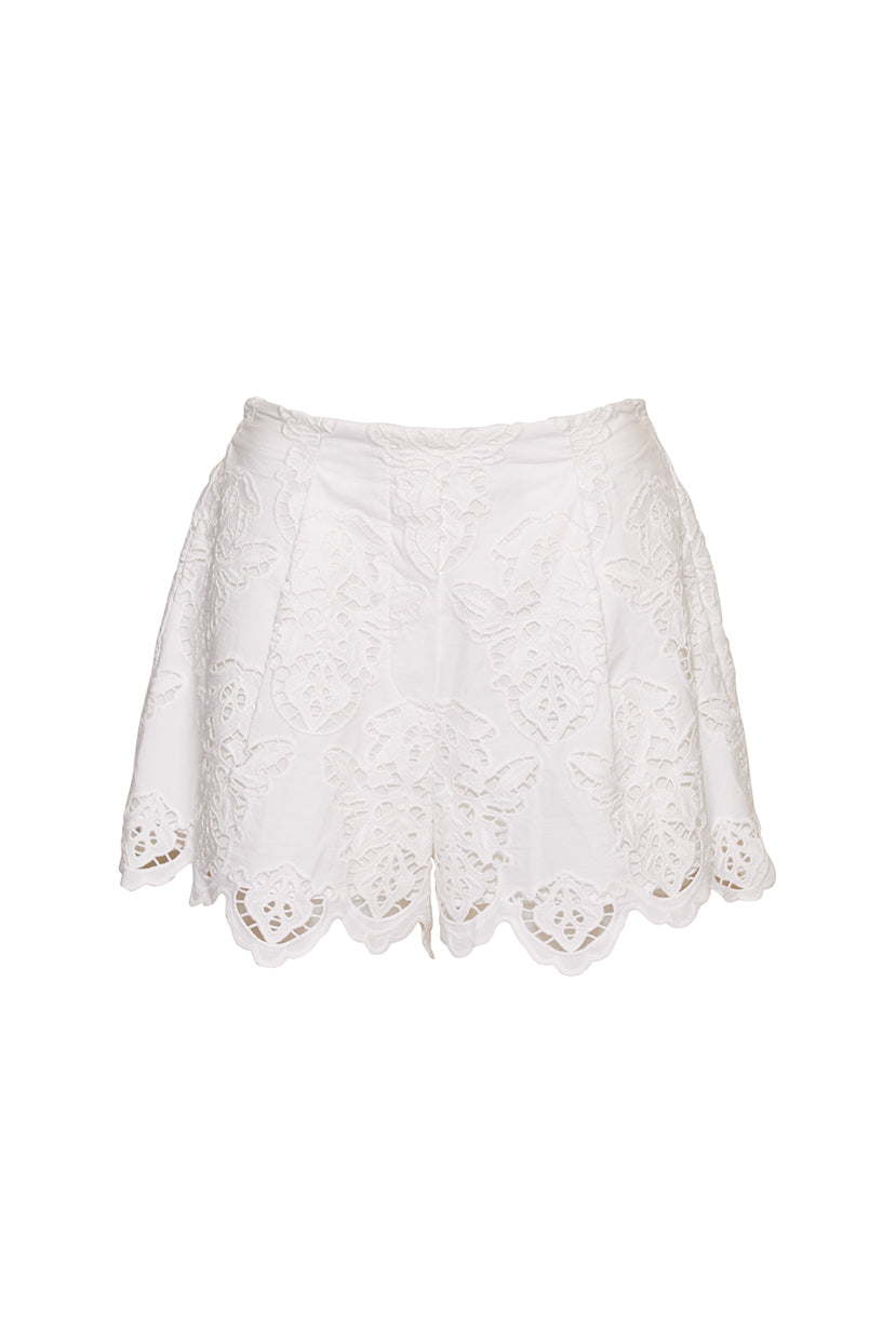 Trish Shorts | White Embroidered Eyelet
