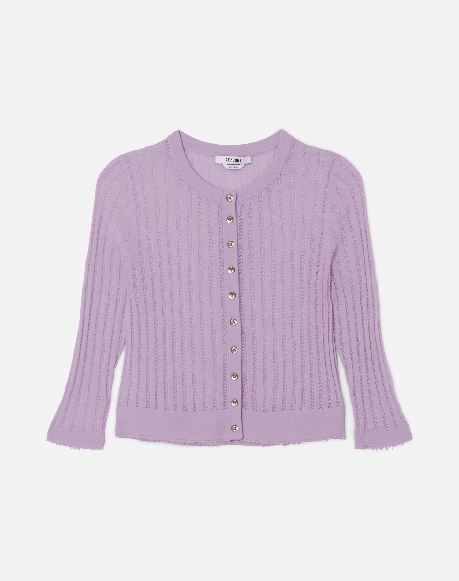 Womens | The Veil Pointelle Cardigan | Baby Violet