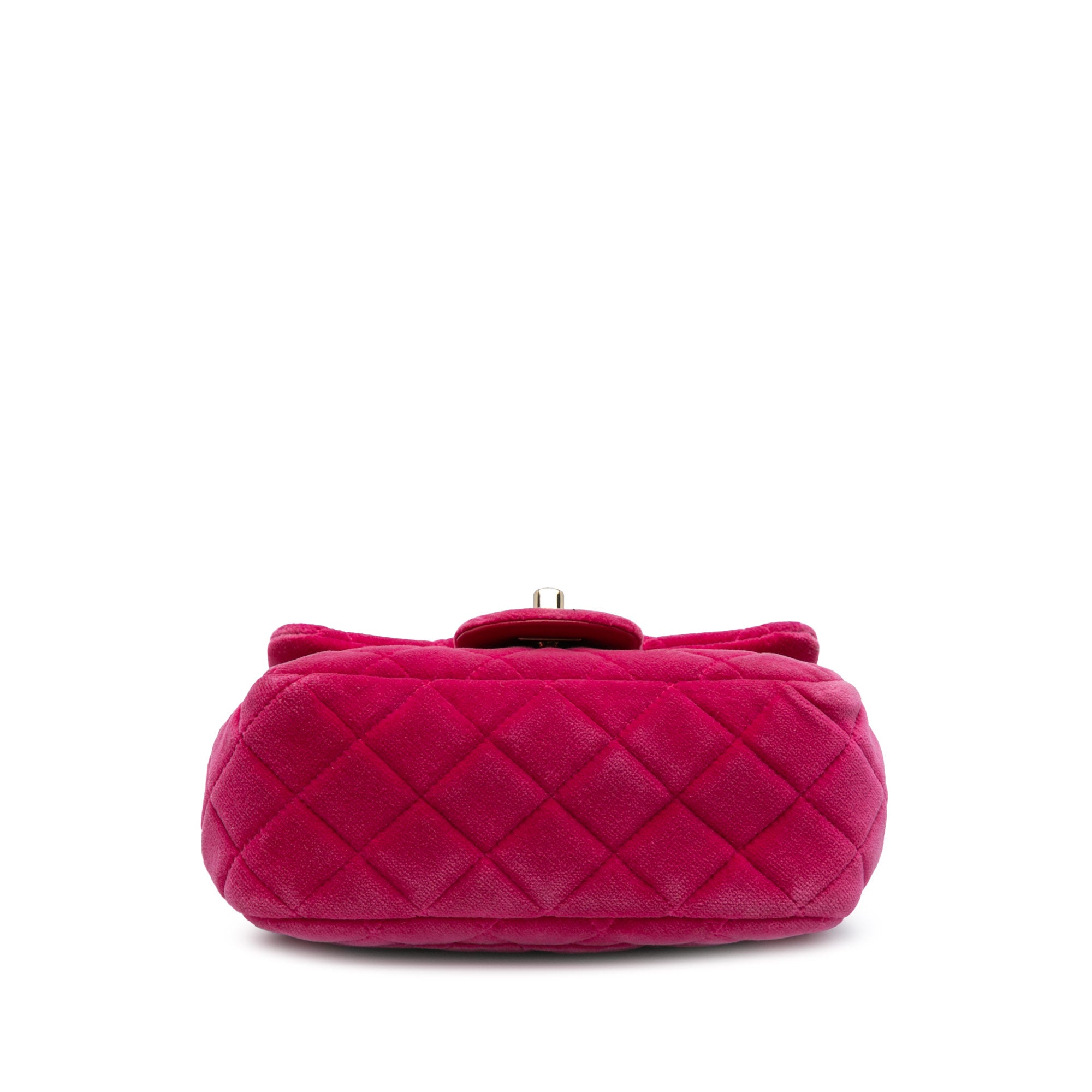 Chanel | Pre-Owned Mini Square Classic Velvet Pearl Crush Single Flap | Pink/Dark Pink