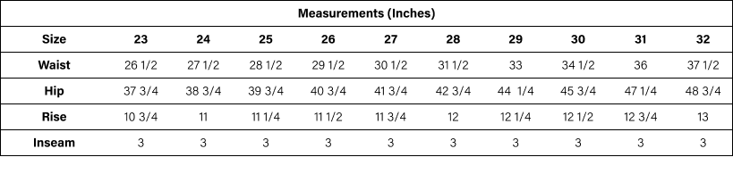 Product size guide
