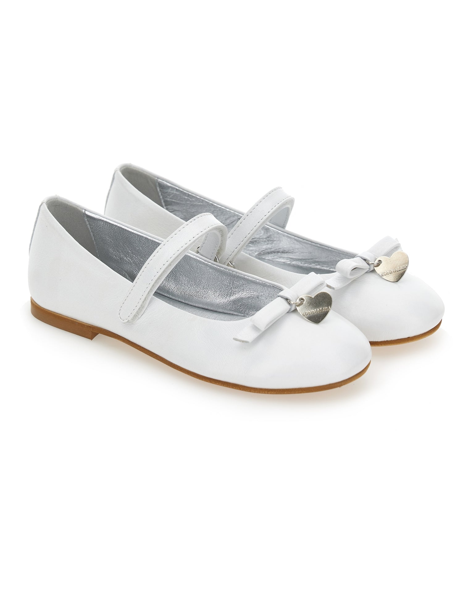 Girls | Iridescent Leather Ballet Flats | White