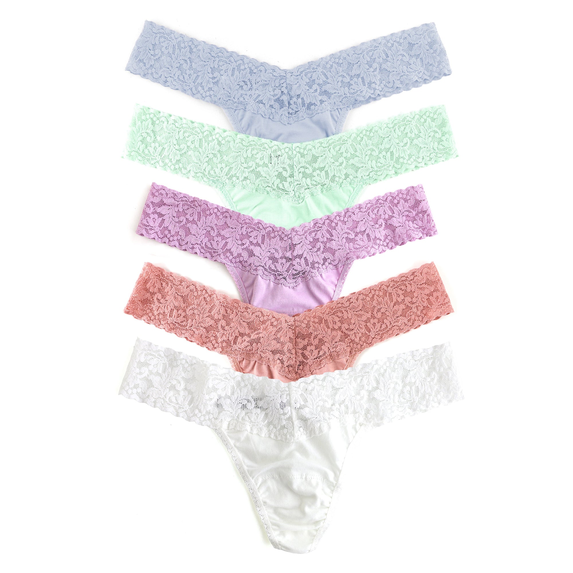 5-Pack Cotton Low Rise Thongs | Dove Grey/Cucumber/Waterlily/Rooibos/White