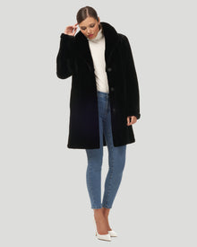 Sheared Mink Revesible Short Coat | Women | Black