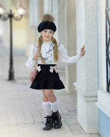 Girl | Gwen Blouse With Ruffle Trim | White x black