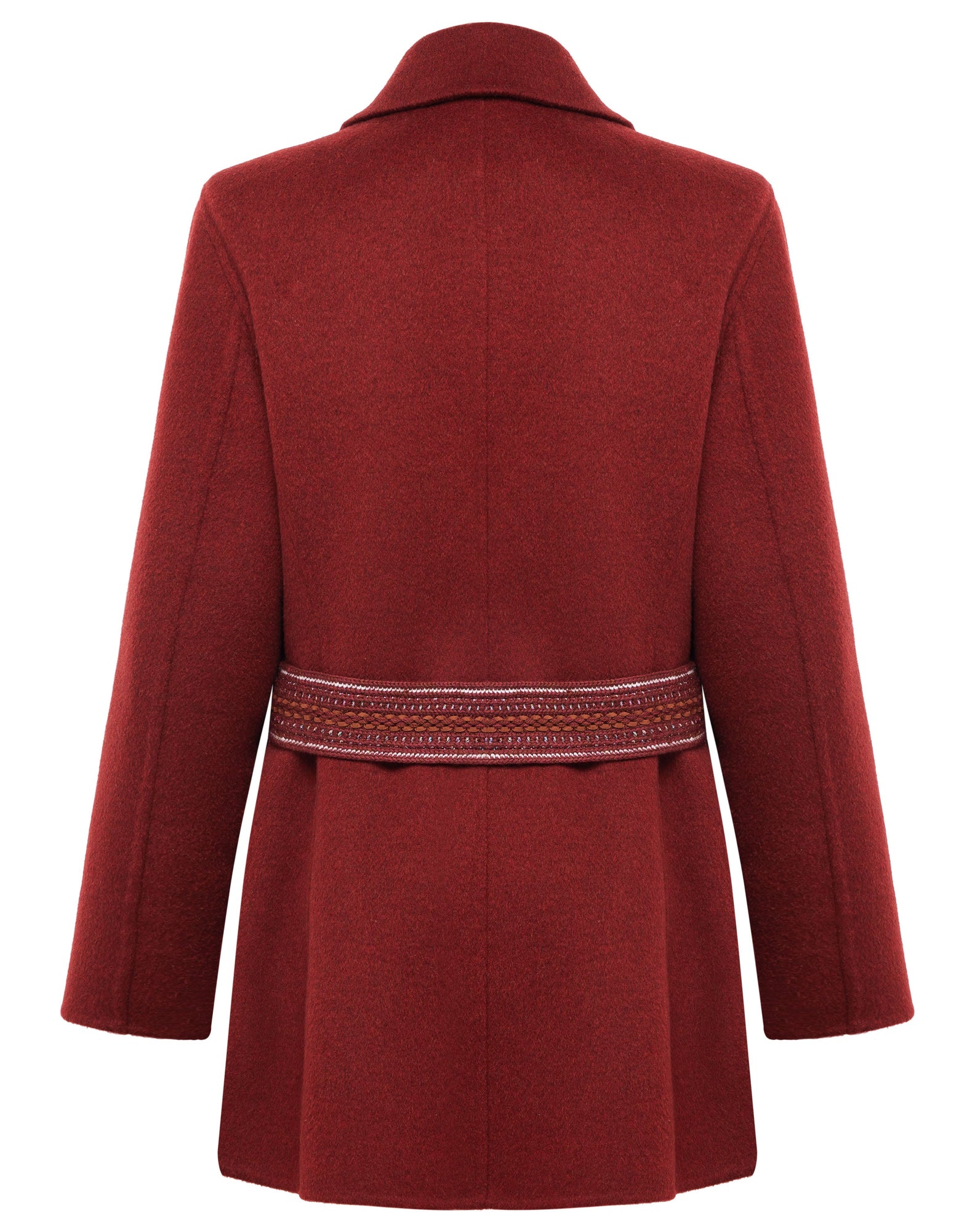 double-breasted wool coat | Wine Red