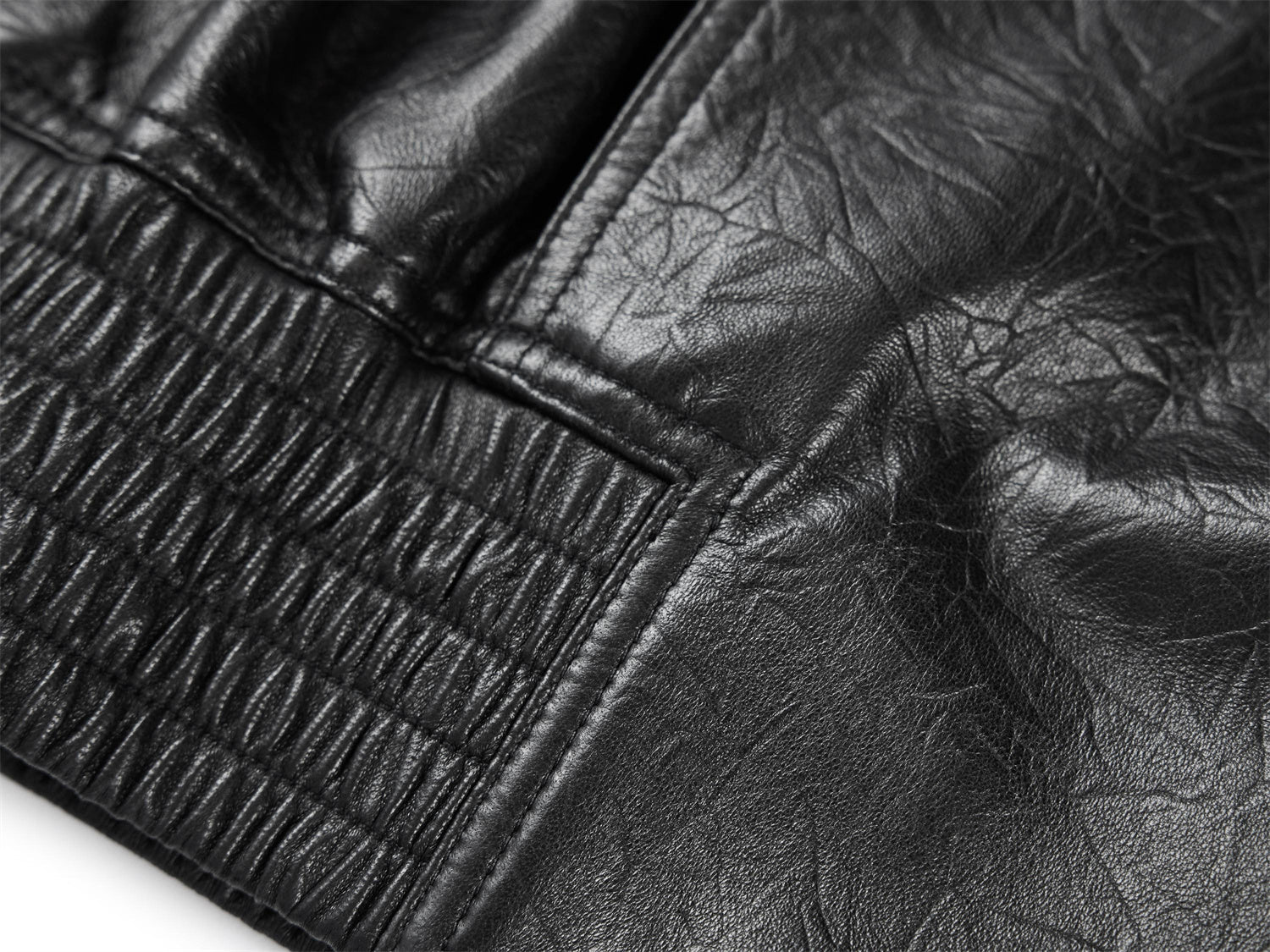 Collarless Lambskin Jacket | Black