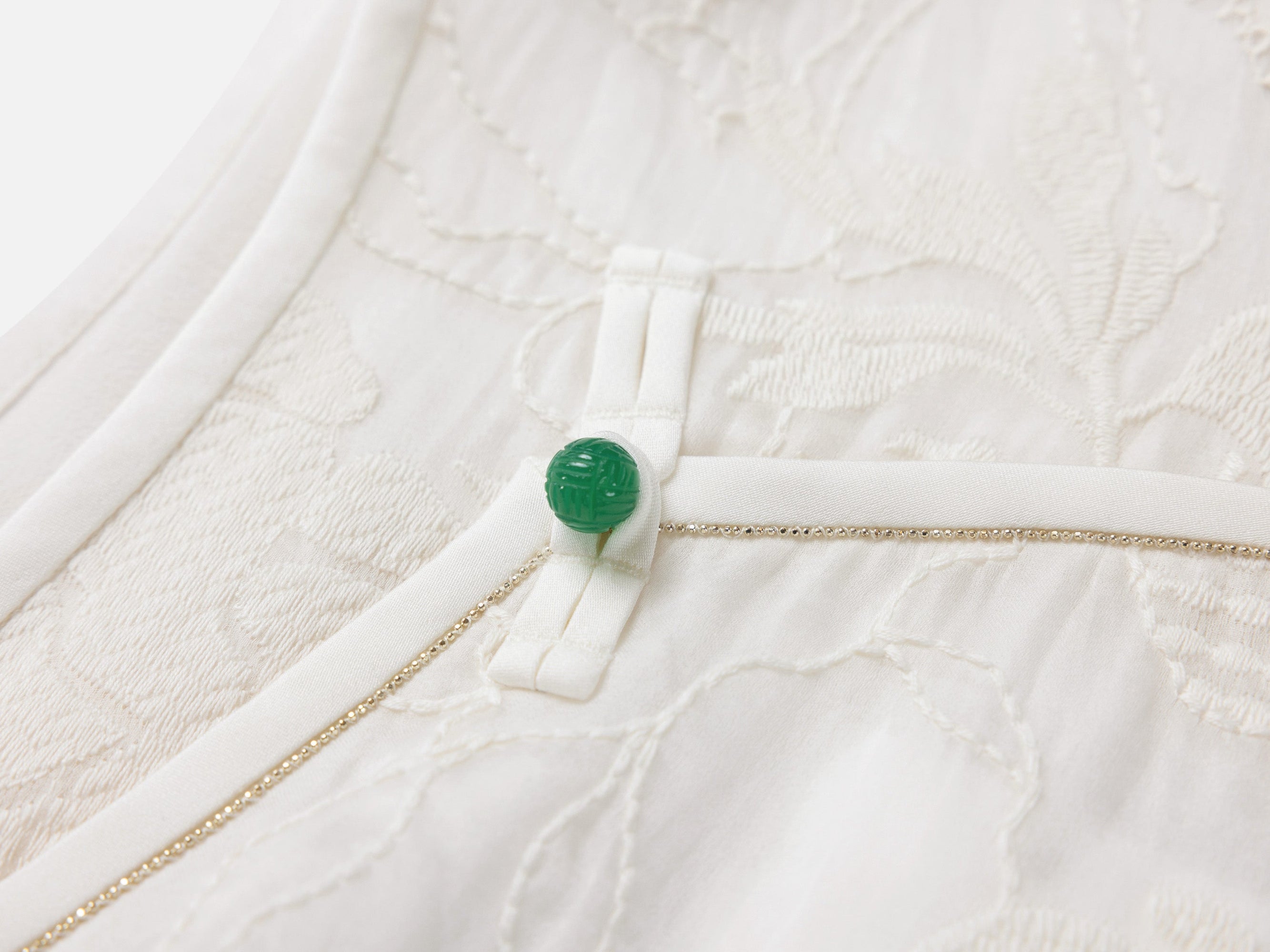 Silk Embroidered Dress | White