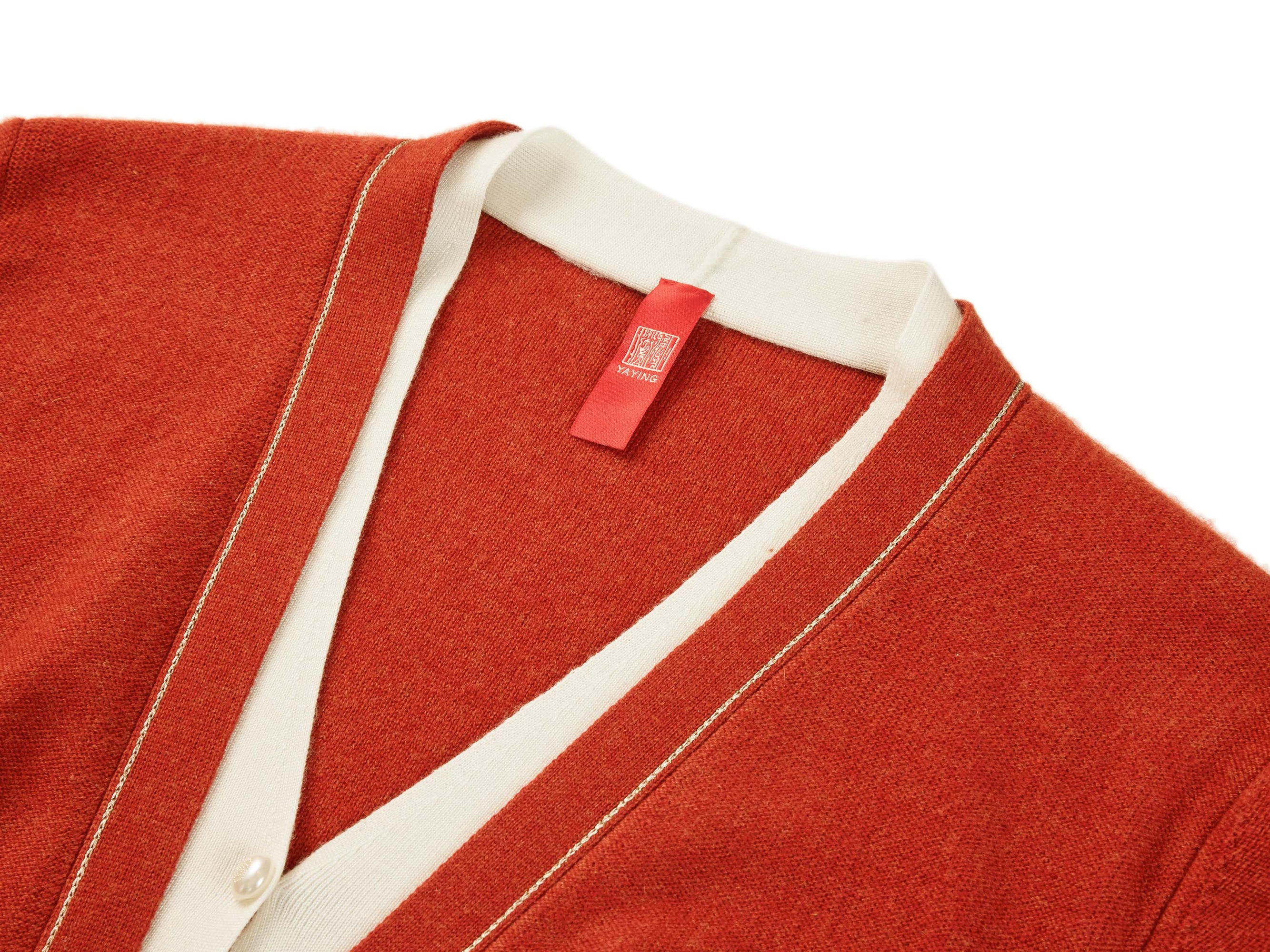 Contrast Knit Cardigan | Orange