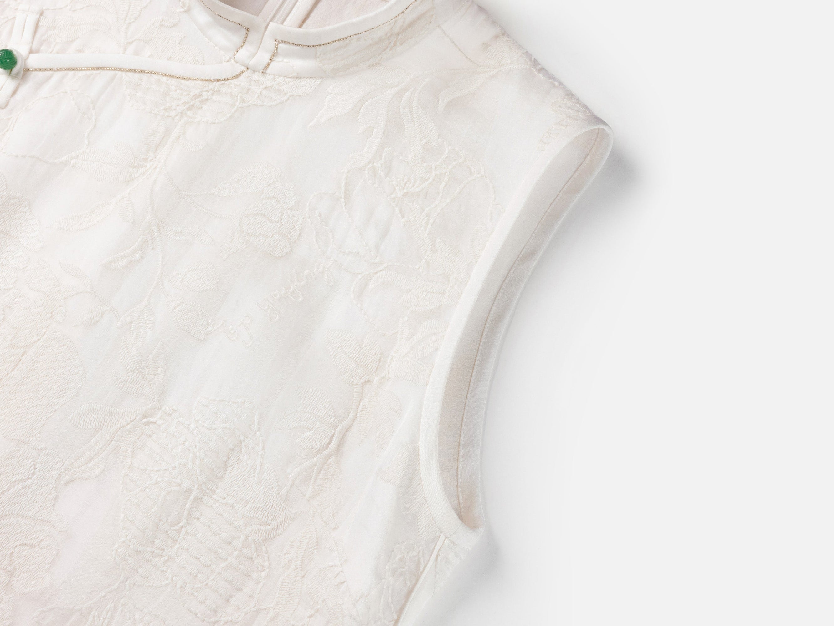 Silk Embroidered Dress | White