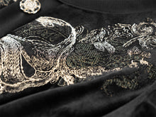 Velvet Embellished Neckline Dress | Black