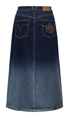 Gradient A-Line Midi Skirt | Blue