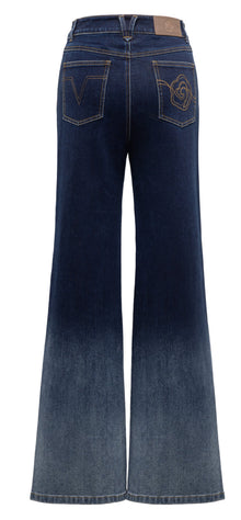 Gradient Straight-Leg Micro-Flare Denim Pants | Navy