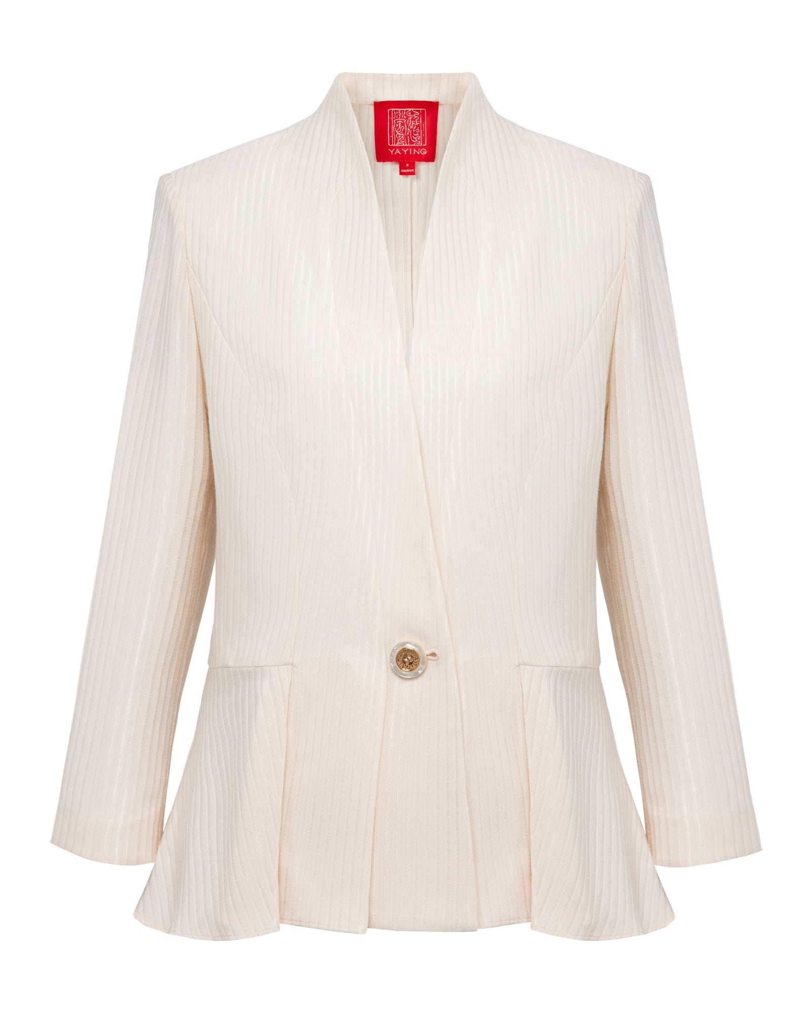 Flared Peplum Hem Blazer | Beige