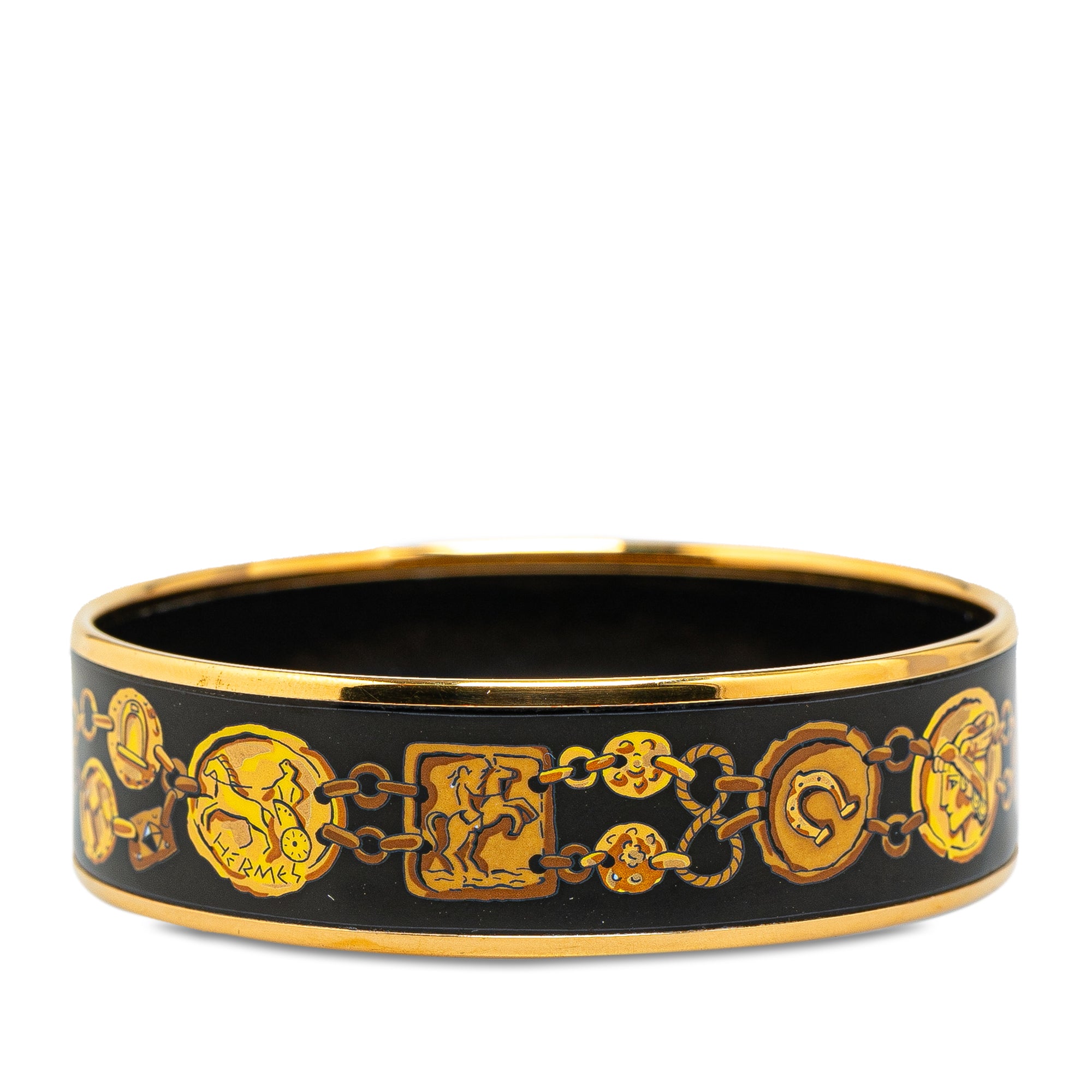 Hermès Pre-Owned Wide Enamel Cheval Et Harnais Bangle | Women | Black