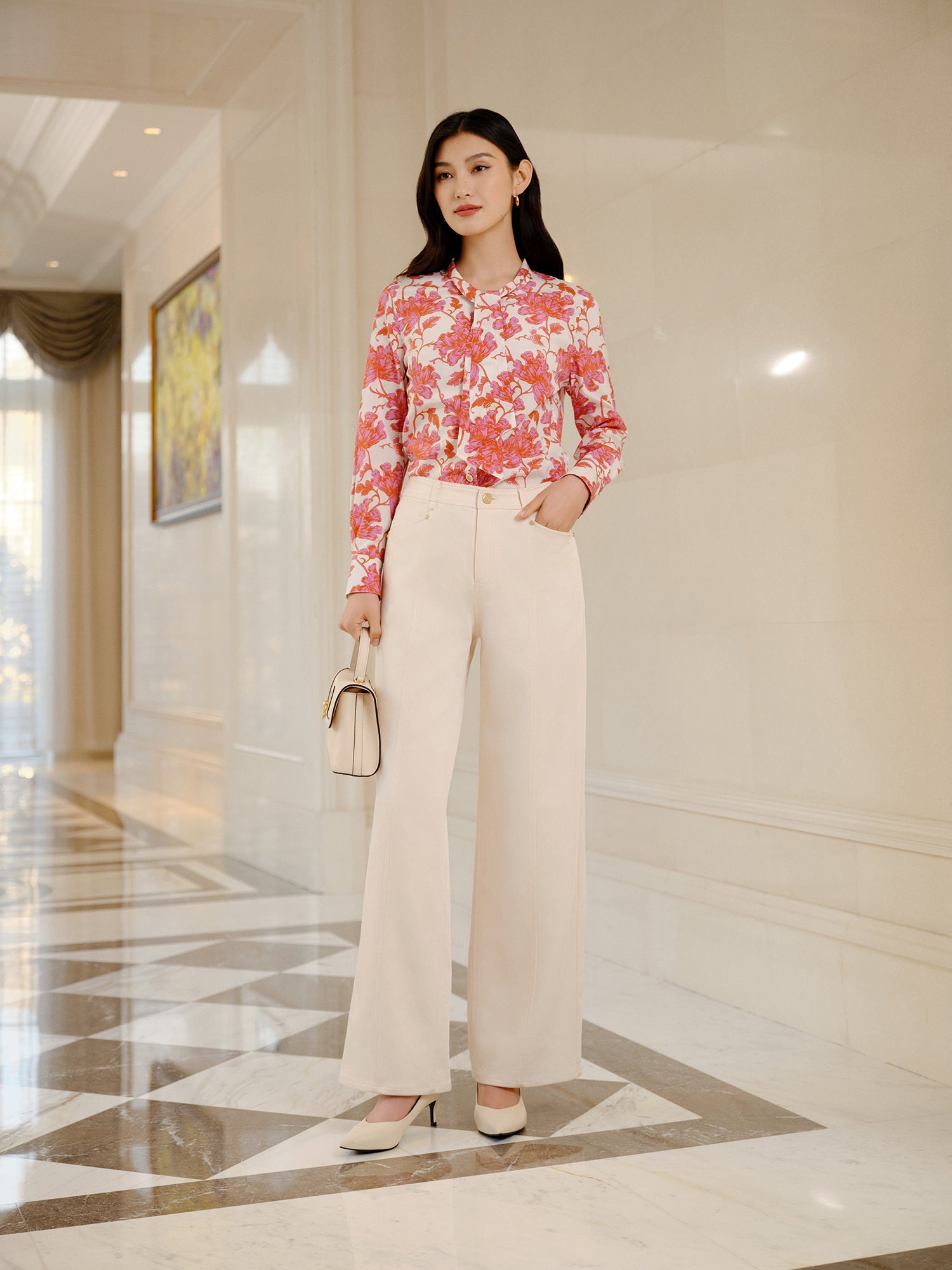 Triacetate Straight-leg Pants | White