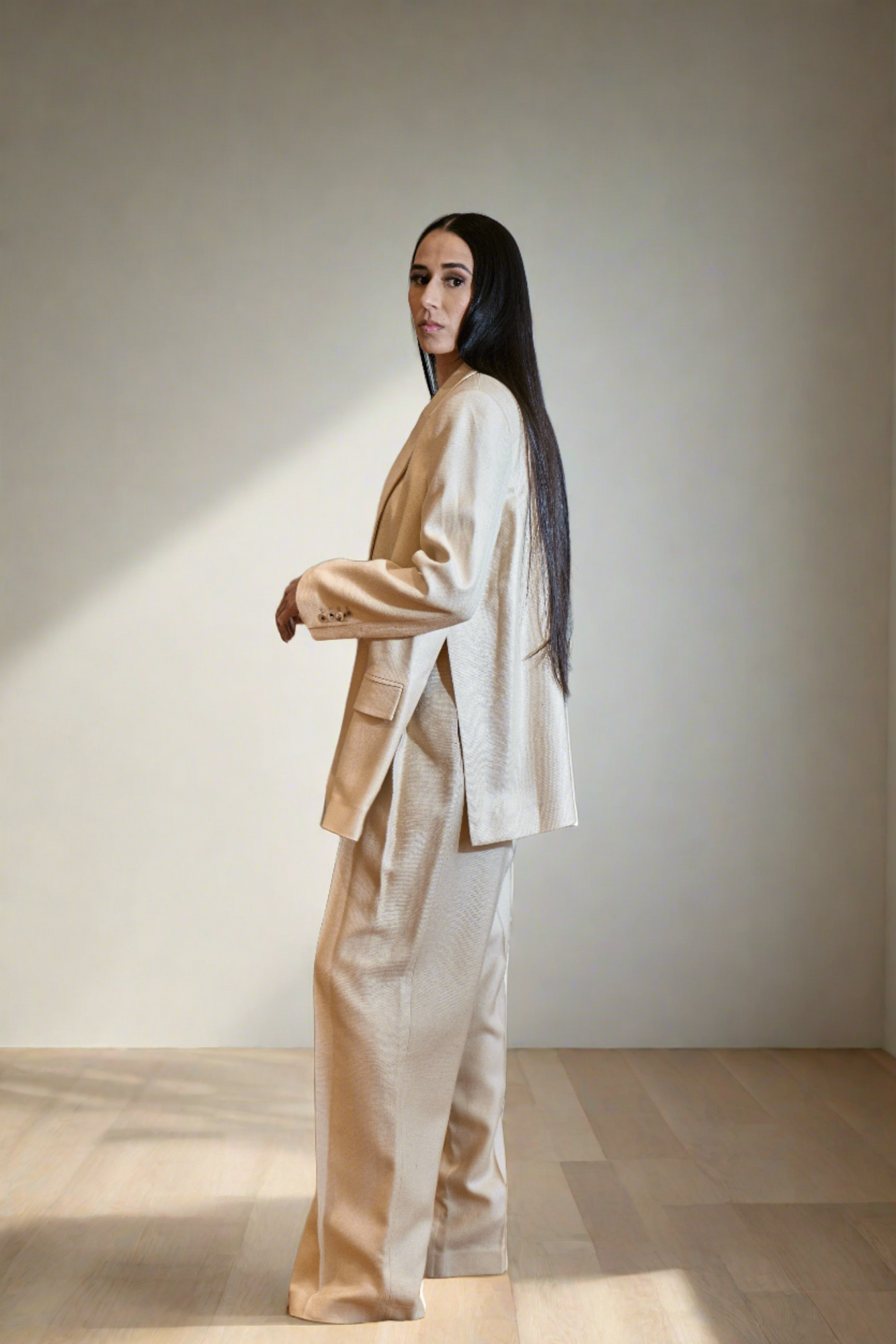 MAISON RABIH KAYROUZ Cream Shantung Pant