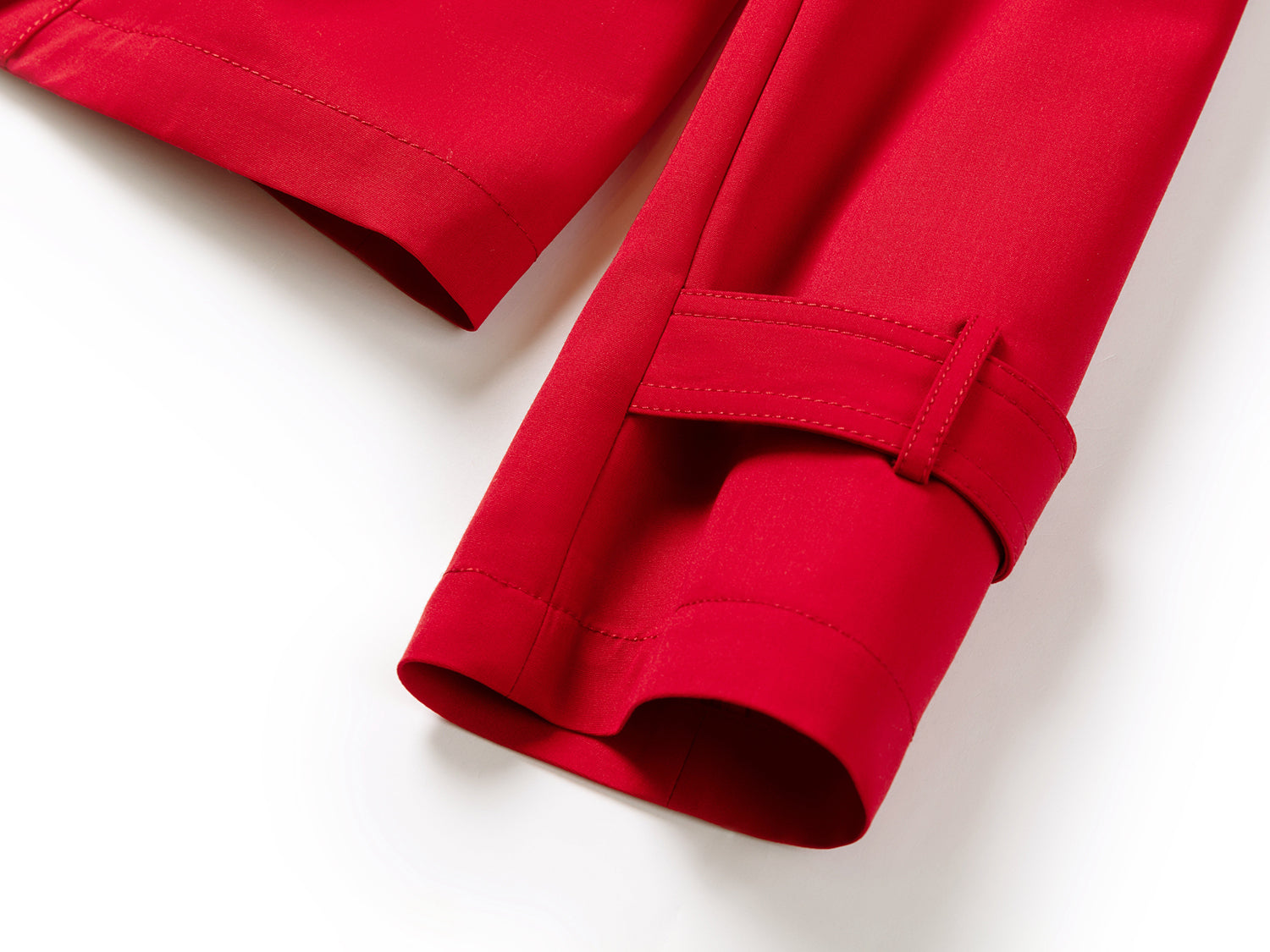 Waist Belted Short Trench Coat | Red
