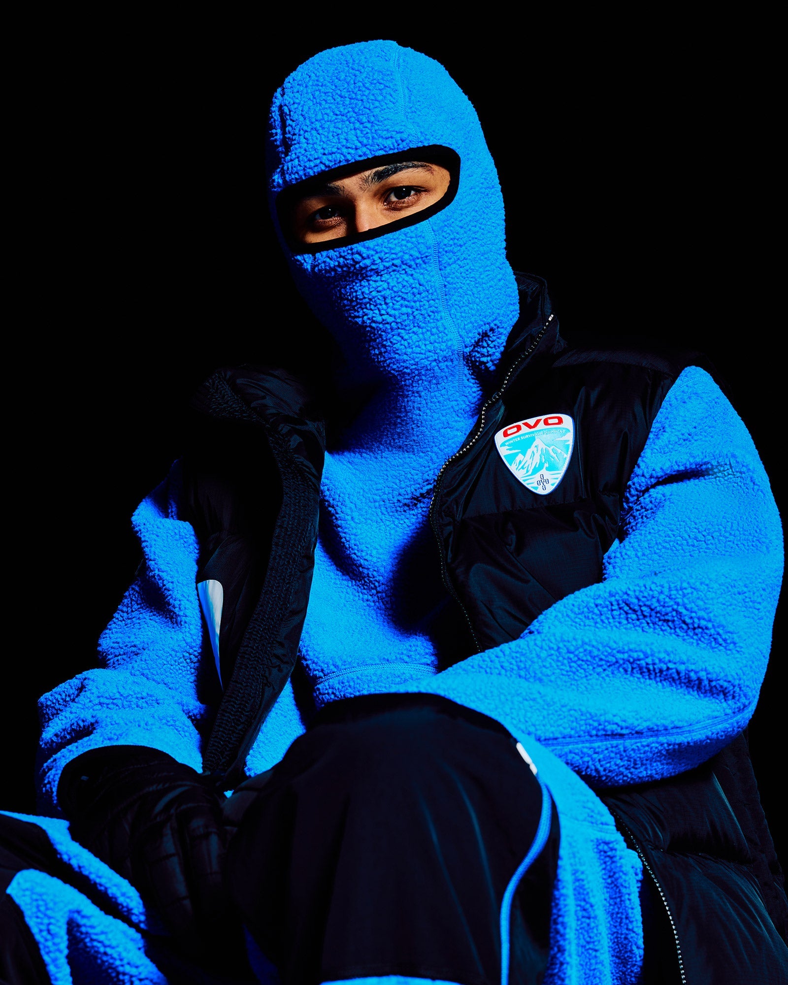 Balaclava Sherpa Hoodie - Blue Shock