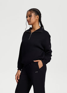 Half-Zip Long Sleeve Sweatshirt | Black