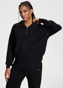 Half-Zip Long Sleeve Sweatshirt | Black